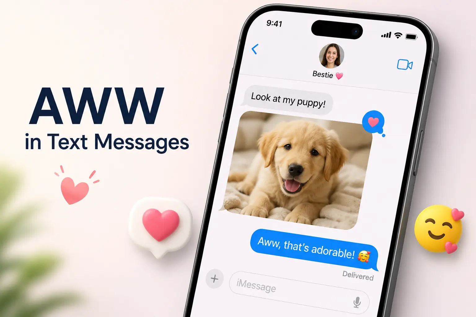 Example of AWW meaning in text messages showing a cute and friendly conversation