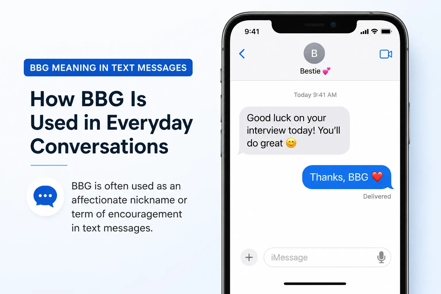 Example showing how BBG is used in everyday text message conversations