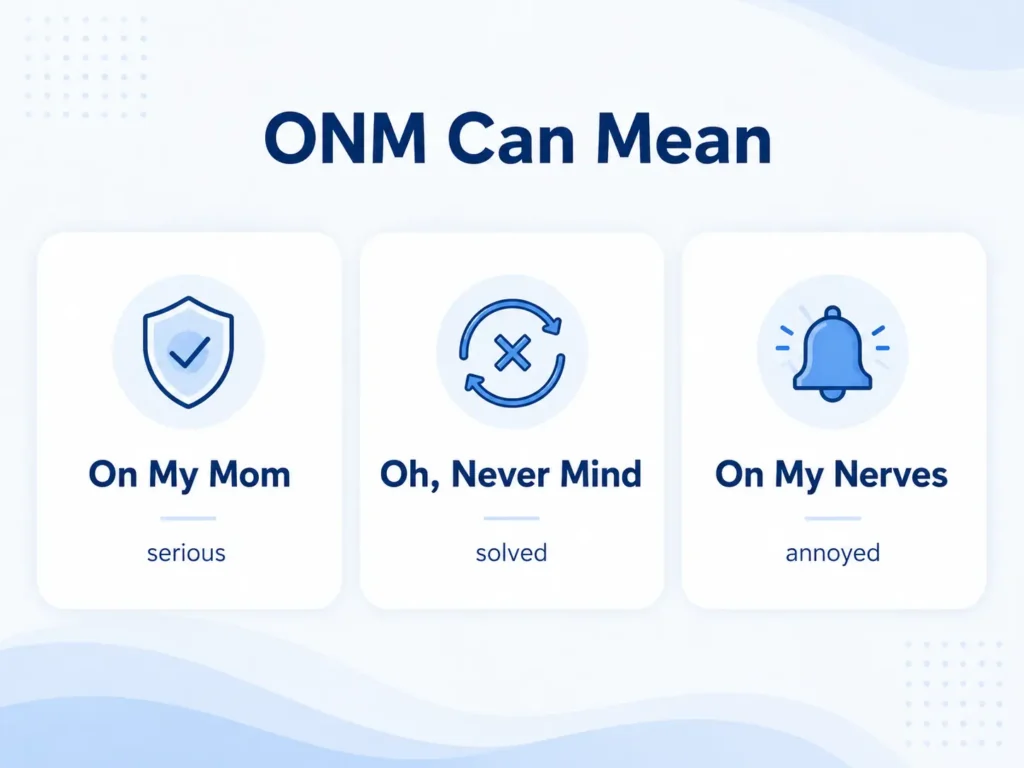 Young man using a smartphone while surrounded by generic icons for messaging, comments, social media, gaming, email, and online communication, with the text “ONM Across Platforms.”