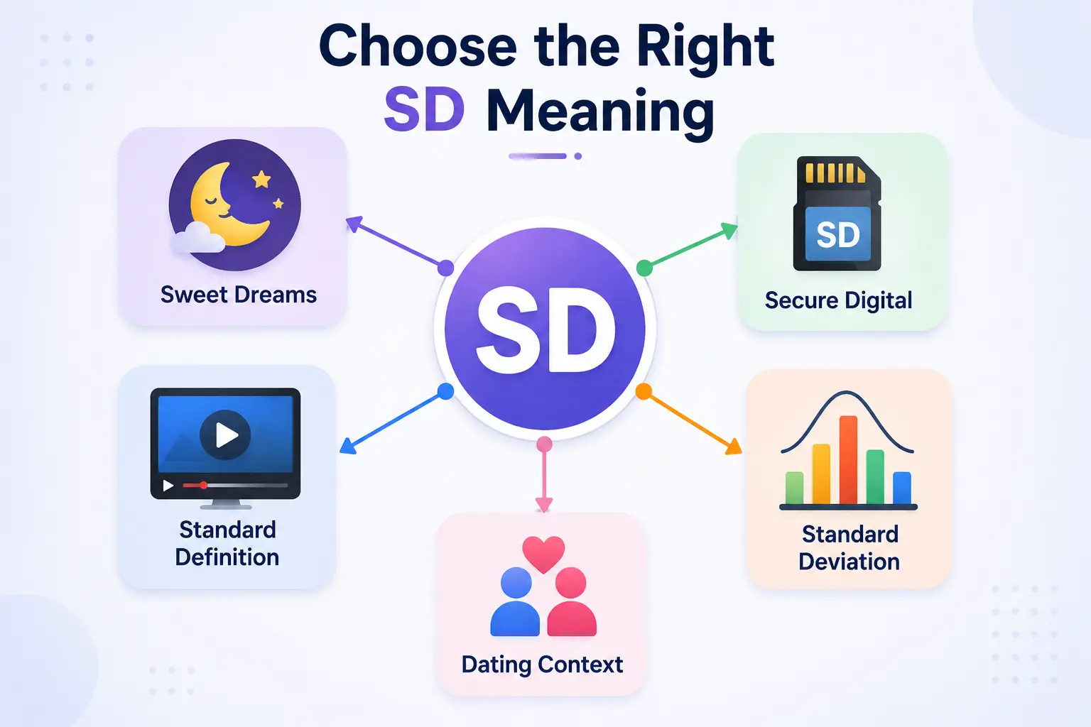 Infographic showing how to identify the correct SD meaning based on conversation context