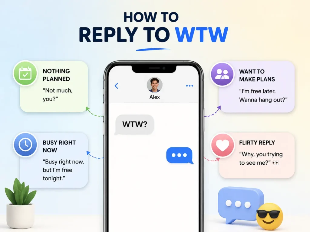 How to reply to WTW with example responses for making plans, being busy, casual chatting, and flirty conversations.