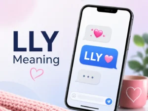 LLY Meaning featured image with a smartphone chat bubble showing LLY and heart icons for texting slang