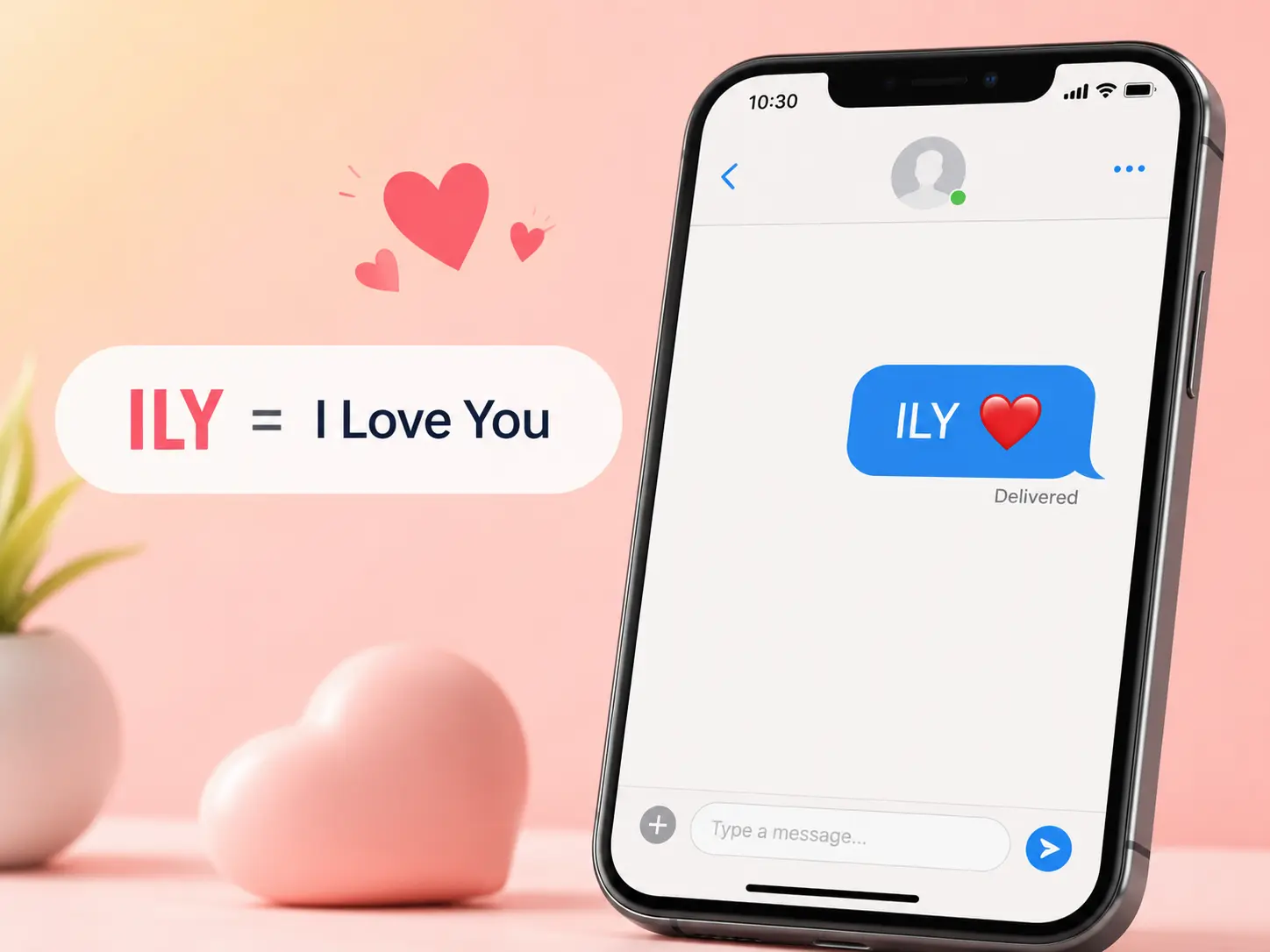 ILY meaning in texting showing “I Love You” with a heart emoji in a smartphone message.