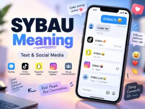 SYBAU meaning featured image showing the slang used in texting, TikTok, Snapchat, Instagram, and group conversations.