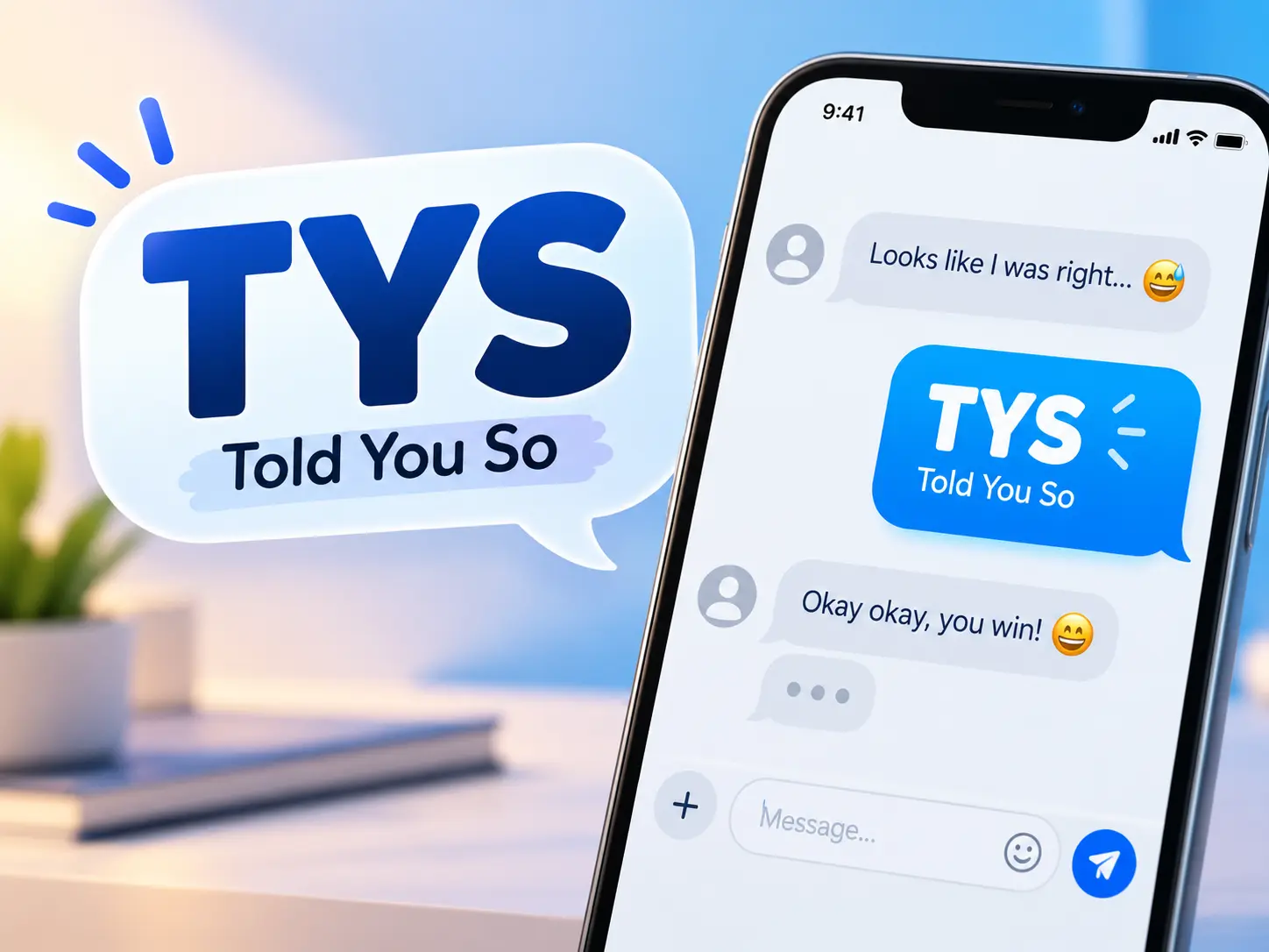 TYS Meaning in Text featured image showing “TYS” as “Told You So” with a smartphone chat example.